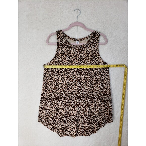 Old Navy Women Top Large Brown Cheetah Print Rayon Blend Sleeveless Tank Shirt - Picture 8 of 16